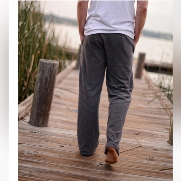 ROBIES Grey 100% Cotton High End Unwind Lounge Pant Waffle Print Athleisure L - Picture 4 of 13